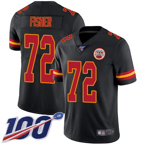 Men Kansas City Chiefs 72 Fisher Eric Limited Black Rush Vapor Untouchable 100th Season Football Nike NFL Jersey